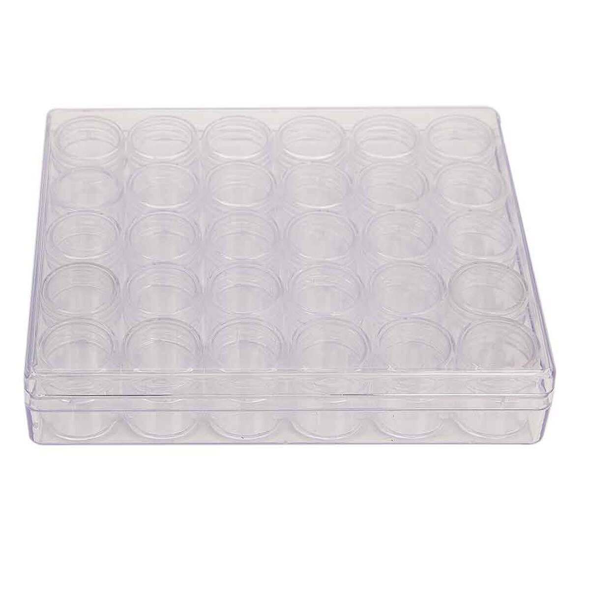 clear box w/30 containers 1in jar-6.4x5. -BeadSmith.com